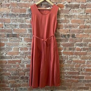 Uniqlo Women's Linen Blended A line Dress  - M - Rust